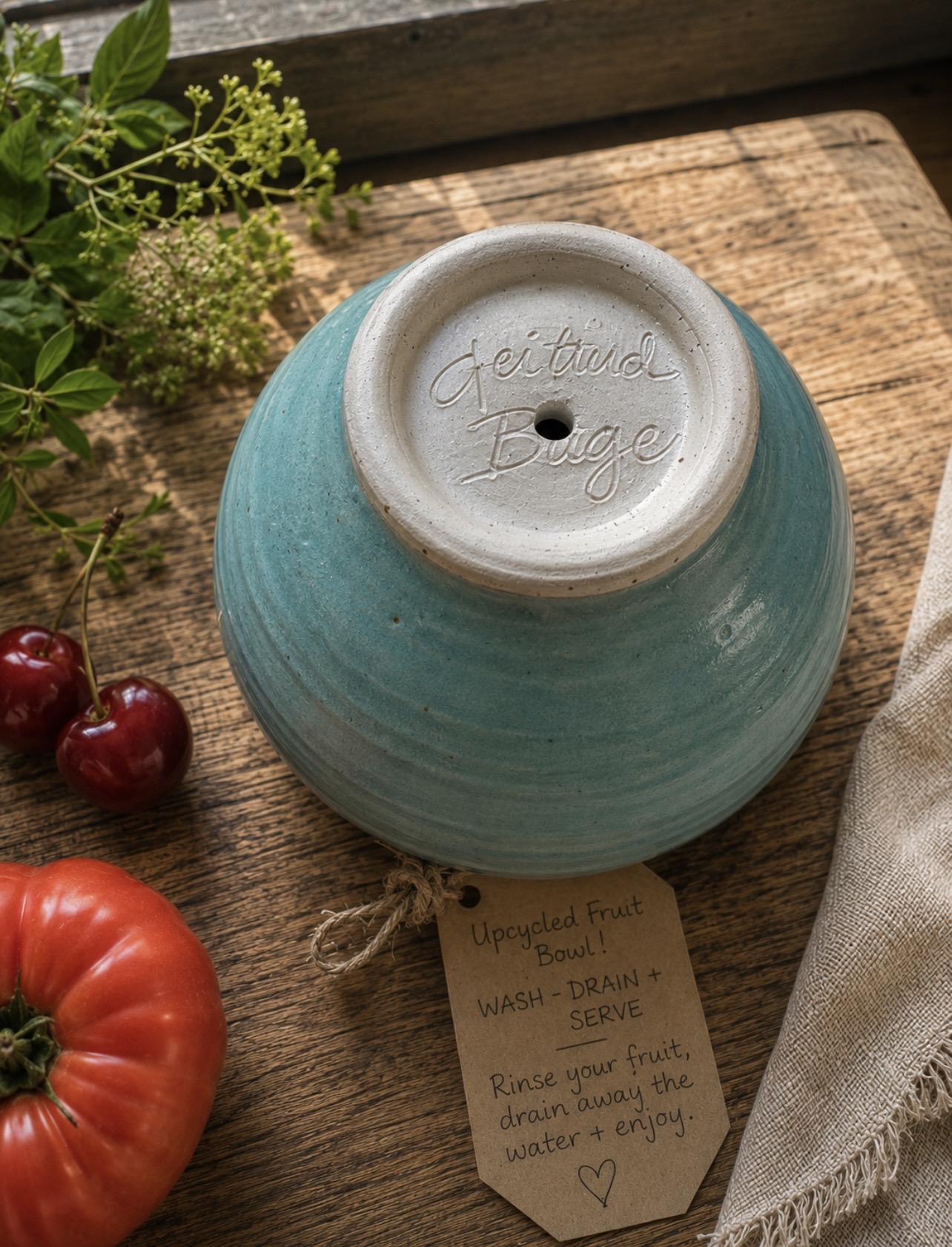 Up-Cycled fruit bowl - blue/green - Image 2